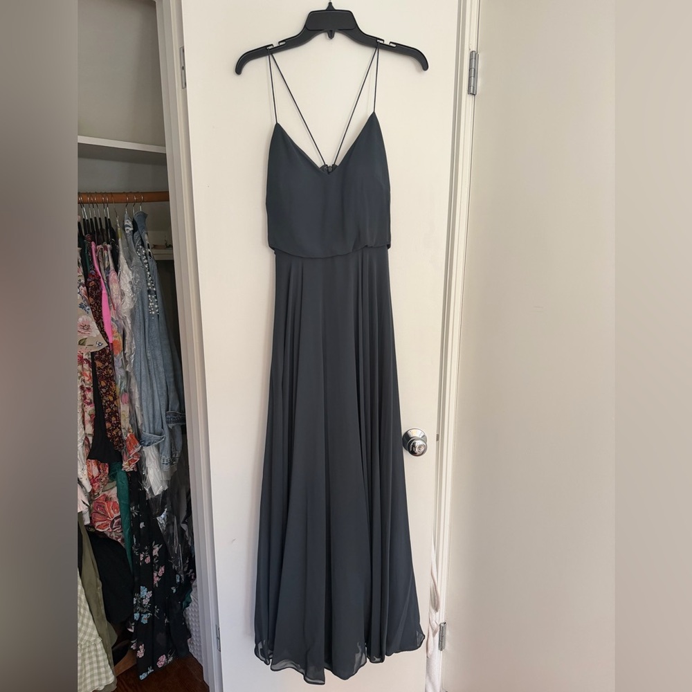 Jenny Yoo Charcoal Maxi Dress